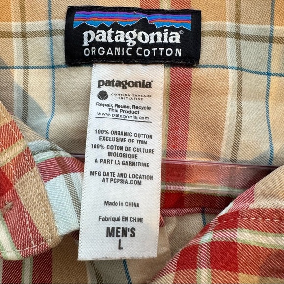Patagonia Organic Cotton Plaid Button Shirt Size L - Picture 5 of 5